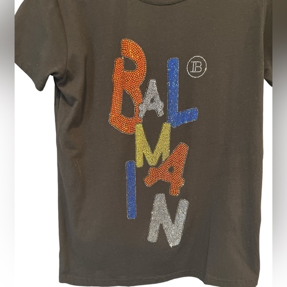 Black T shirt with colorful beads - Picture 2 of 5